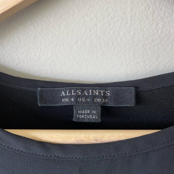 ALL SAINTS Black sleeveless top size 0 women's shirt blouse - Picture 10 of 10